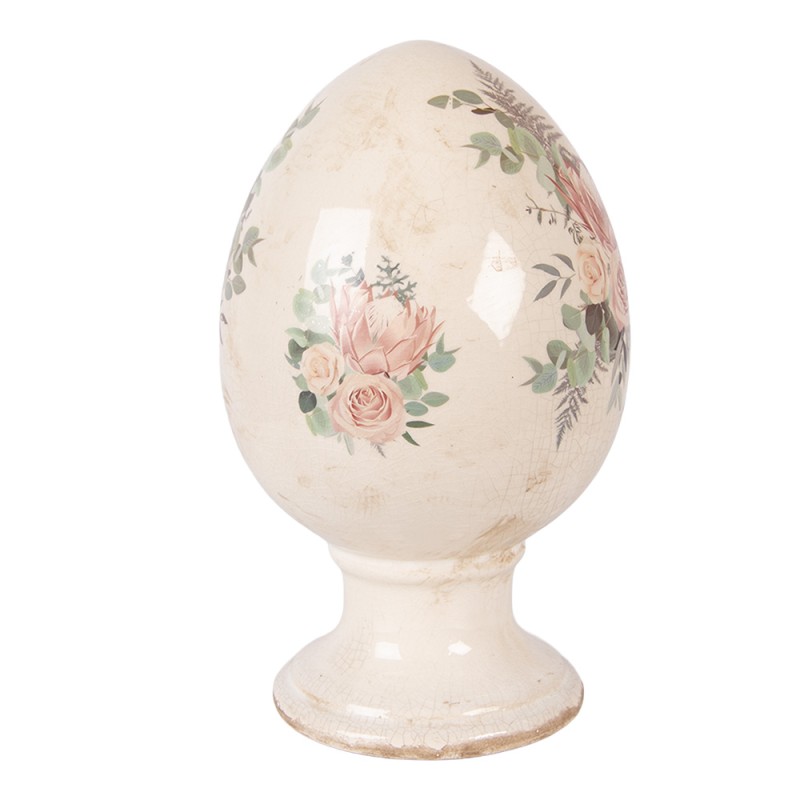 Clayre & Eef Decoratie Beeld Ei Ø 15x24 cm Beige Keramiek