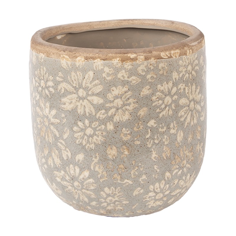 Clayre & Eef Fioriera Ø 14x13 cm Grigio Ceramica
