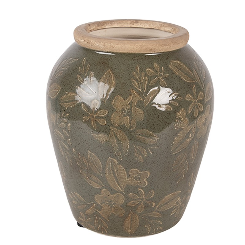 Clayre & Eef Vaas Ø 13x15 cm Groen Keramiek