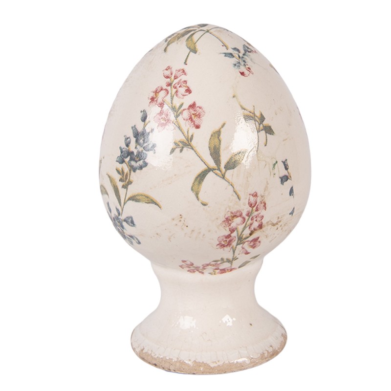 Clayre & Eef Decoratie Beeld Ei Ø 9x14 cm Beige Keramiek