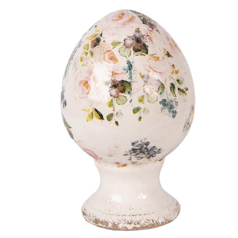 Clayre & Eef Decoratie Beeld Ei Ø 9x14 cm Beige Keramiek