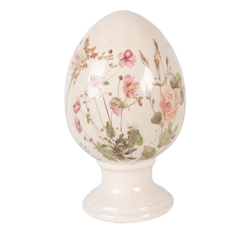 Clayre & Eef Decoratie Beeld Ei Ø 15x24 cm Beige Keramiek