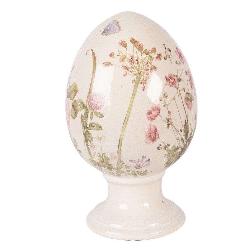 Clayre & Eef Decoratie Beeld Ei Ø 15x24 cm Beige Keramiek