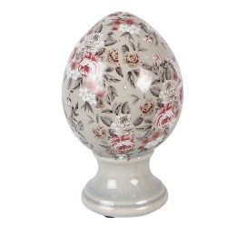 Clayre & Eef Decoratie Beeld Ei Ø 12x19 cm Grijs Keramiek