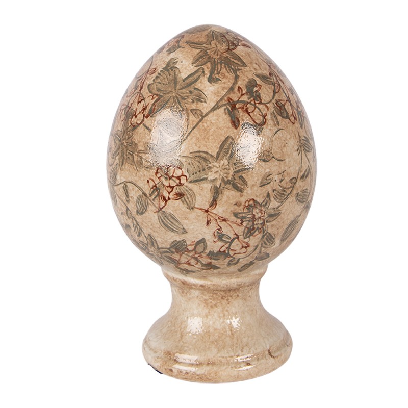 Clayre & Eef Decoratie Beeld Ei Ø 12x19 cm Beige Keramiek