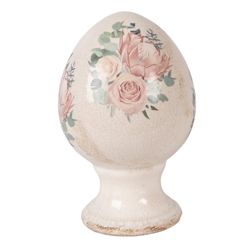 Clayre & Eef Statuetta decorativa Uovo Ø 9x14 cm Beige Ceramica