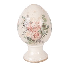 Clayre & Eef Decoratie Beeld Ei Ø 12x19 cm Beige Keramiek