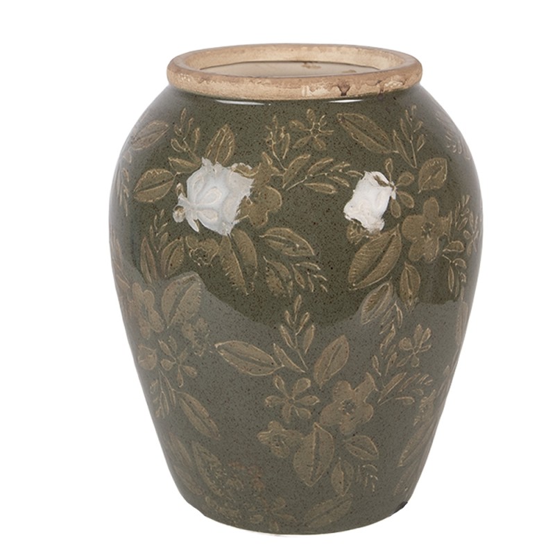 Clayre & Eef Vaas Ø 16x20 cm Groen Keramiek