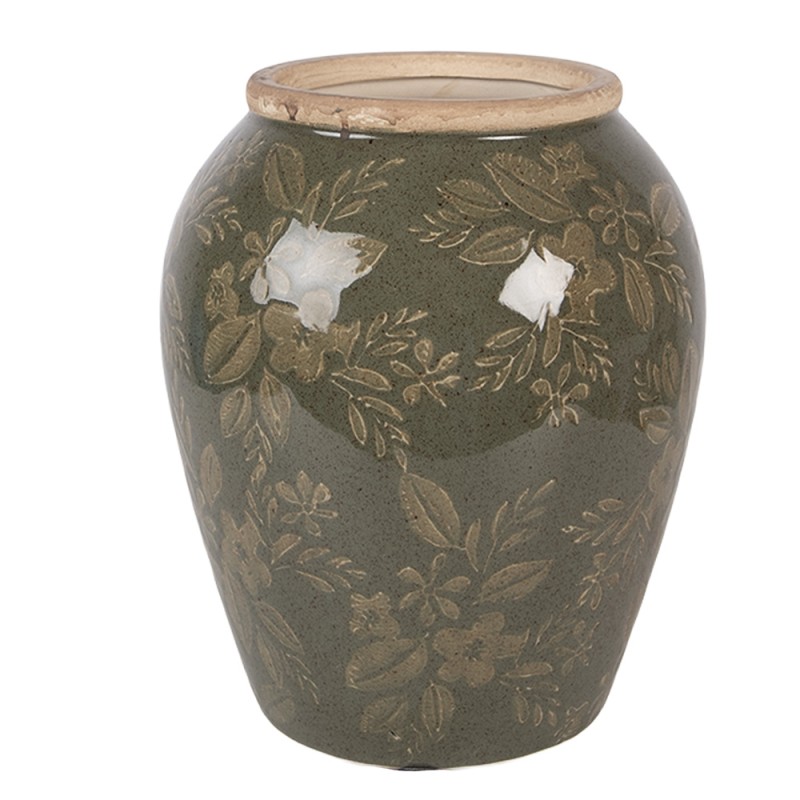 Clayre & Eef Vaas Ø 16x20 cm Groen Keramiek