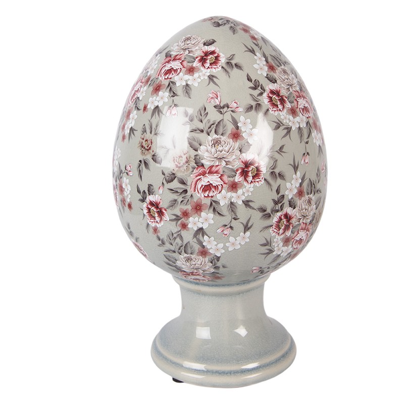 Clayre & Eef Decoratie Beeld Ei Ø 17x28 cm Grijs Keramiek