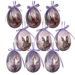 Clayre & Eef Easter ornament set of 9 Ø 5x8 cm Multiple Plastic