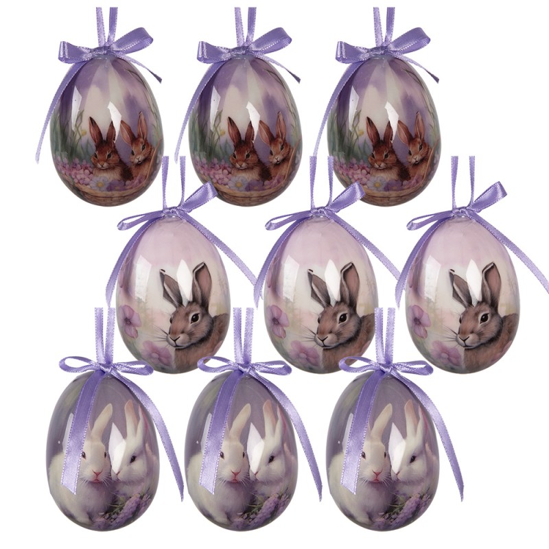 Clayre & Eef Easter ornament set of 9 Ø 5x8 cm Multiple Plastic