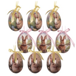 Clayre & Eef Set di 9 decorazioni pasquali Ø 5x8 cm Multi Plastica