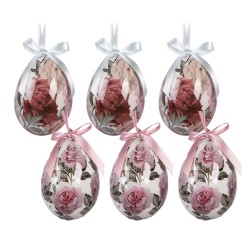 Clayre & Eef Pendentifs de Pâques, set de 6 7x10 cm Blanc Plastique