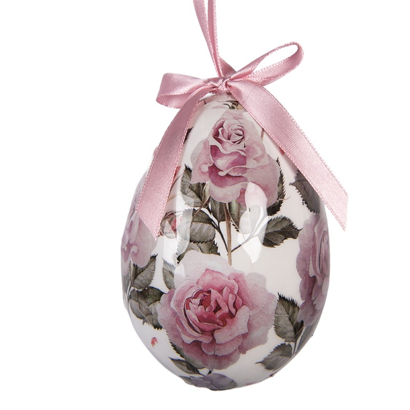 Clayre & Eef Pendentifs de Pâques, set de 6 7x10 cm Blanc Plastique