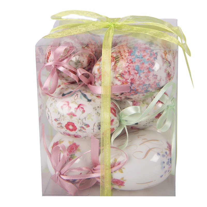 Clayre & Eef Set di 9 decorazioni pasquali Ø 5x8 cm Bianco Plastica