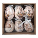 Clayre & Eef Easter ornament set of 6 7x10 cm White Plastic
