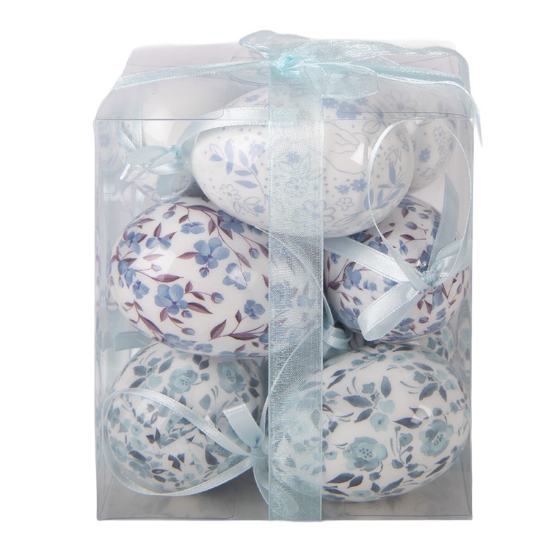 Clayre & Eef Ostern Anhänger Satz von 9 Ø 5x8 cm Weiß Kunststoff