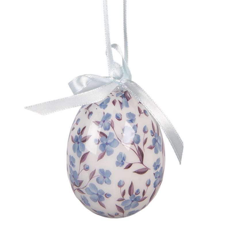 Clayre & Eef Ostern Anhänger Satz von 9 Ø 5x8 cm Weiß Kunststoff