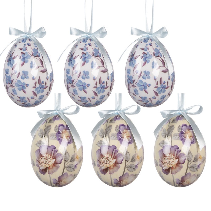 Clayre & Eef Easter ornament set of 6 7x10 cm Multiple Plastic
