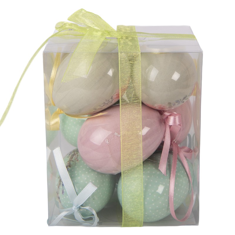 Clayre & Eef Easter ornament set of 9 Ø 5x8 cm Green Plastic