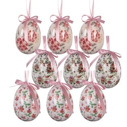 Clayre & Eef Set di 9 decorazioni pasquali Ø 5x8 cm Bianco Plastica