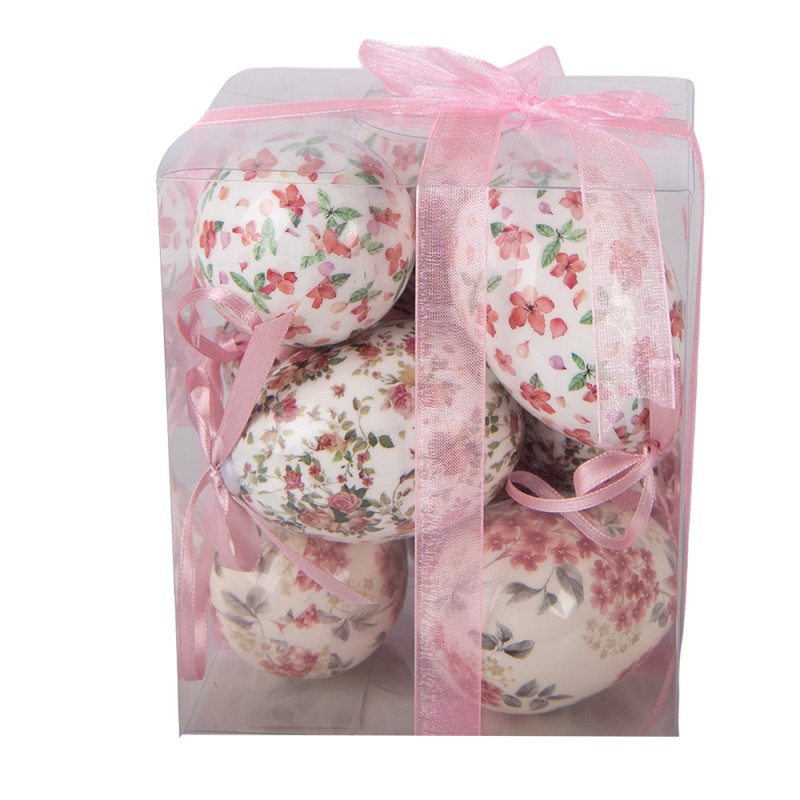 Clayre & Eef Set di 9 decorazioni pasquali Ø 5x8 cm Bianco Plastica