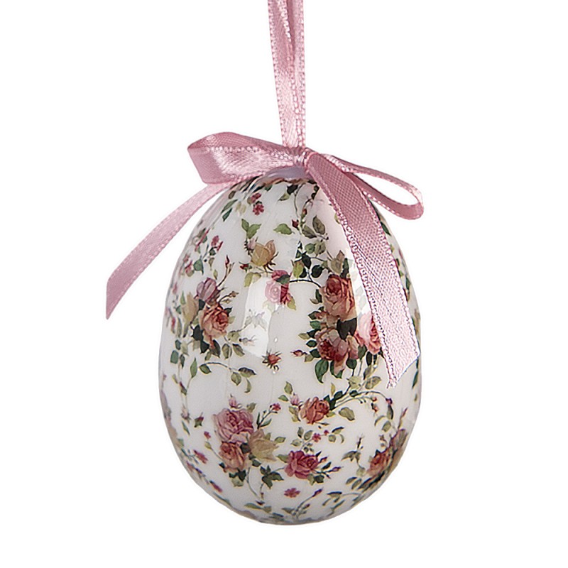 Clayre & Eef Set di 9 decorazioni pasquali Ø 5x8 cm Bianco Plastica