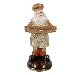 Clayre & Eef Kerstdecoratie Beeld Kerstman 15x18x31 cm Beige Kunststof