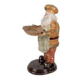 Clayre & Eef Kerstdecoratie Beeld Kerstman 15x18x31 cm Beige Kunststof