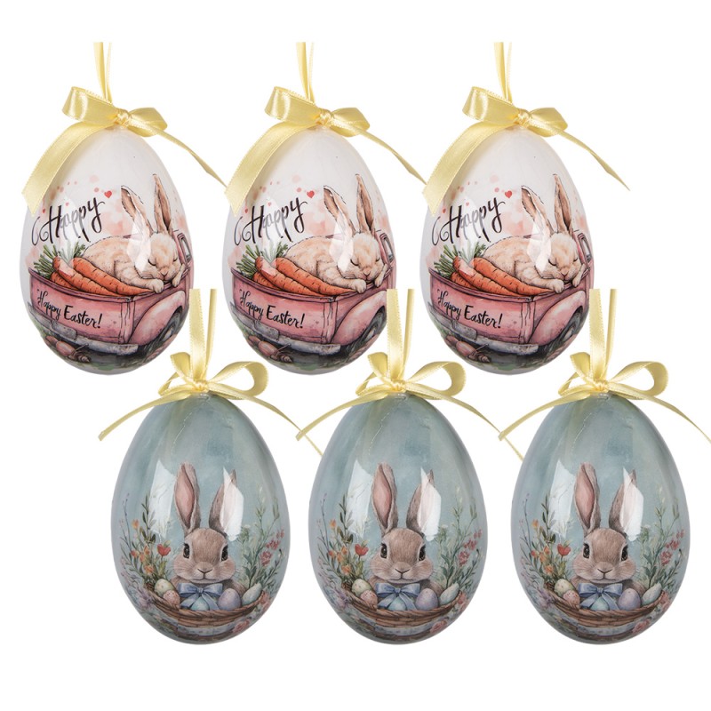 Clayre & Eef Easter ornament set of 6 7x10 cm Multiple Plastic