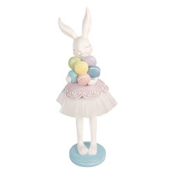 Clayre & Eef Image de décoration Lapin 18x17x57 cm Blanc Plastique