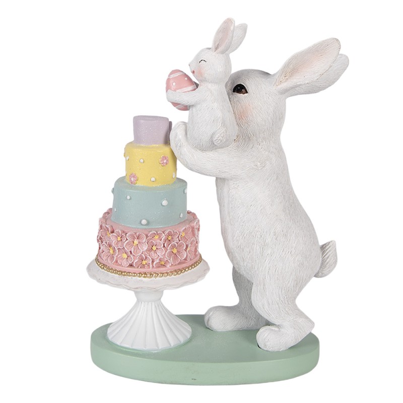 Clayre & Eef Image de décoration Lapin 21x10x27 cm Blanc Plastique