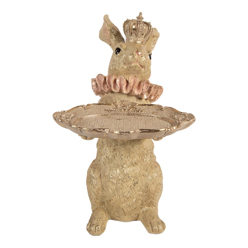 Clayre & Eef Decoratie Beeld Konijn 31x20x33 cm Beige Kunststof