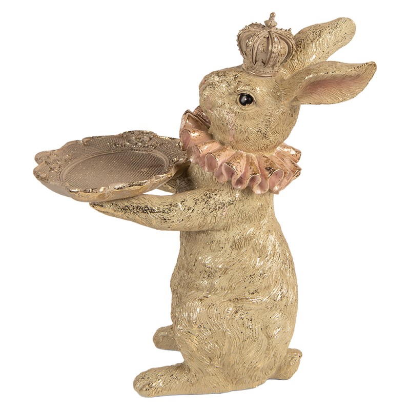 Clayre & Eef Decoratie Beeld Konijn 31x20x33 cm Beige Kunststof