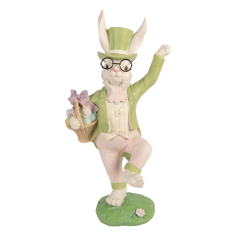 Clayre & Eef Decoratie Beeld Konijn 19x15x36 cm Wit Kunststof