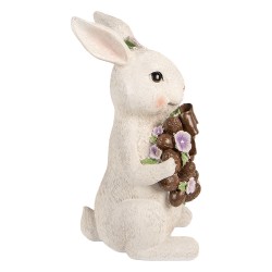 Clayre & Eef Decoratie Beeld Konijn 17x16x30 cm Wit Kunststof