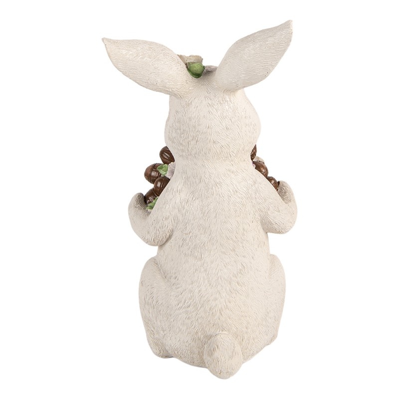 Clayre & Eef Decoratie Beeld Konijn 17x16x30 cm Wit Kunststof