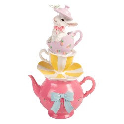 Clayre & Eef Dekorationsfigur Kaninchen 16x13x26 cm Weiß Kunststoff