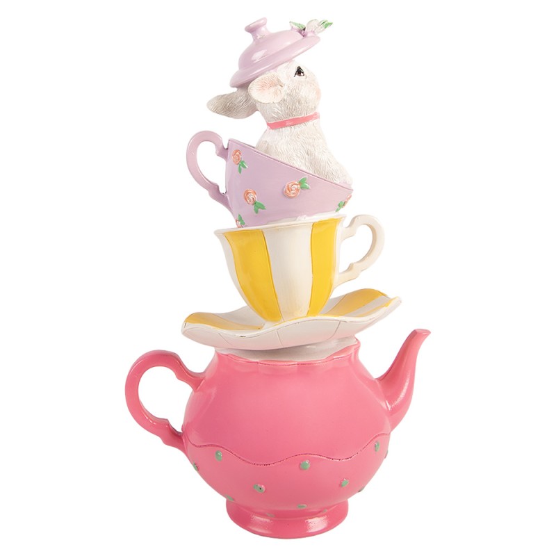 Clayre & Eef Dekorationsfigur Kaninchen 16x13x26 cm Weiß Kunststoff