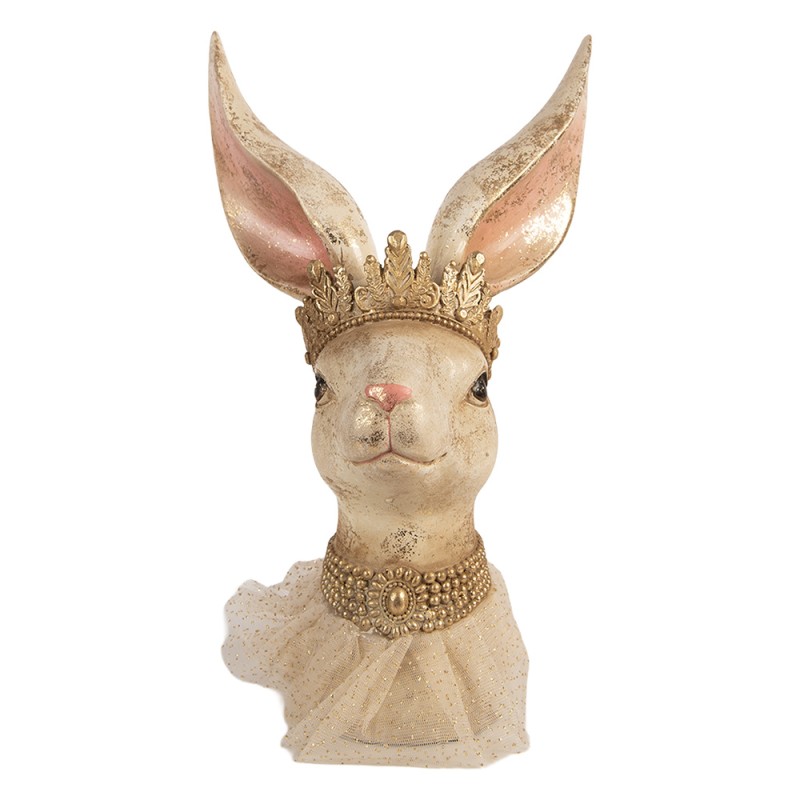 Clayre & Eef Dekorationsfigur Kaninchen 19x16x29 cm Beige Kunststoff