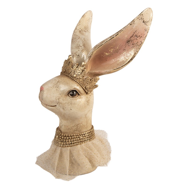 Clayre & Eef Dekorationsfigur Kaninchen 19x16x29 cm Beige Kunststoff