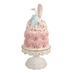 Clayre & Eef Dekorationsfigur Kuchen Ø 17x35 cm Weiß Kunststoff