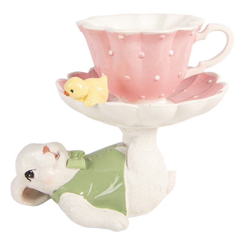 Clayre & Eef Dekorationsfigur Kaninchen 20x14x17 cm Weiß Kunststoff