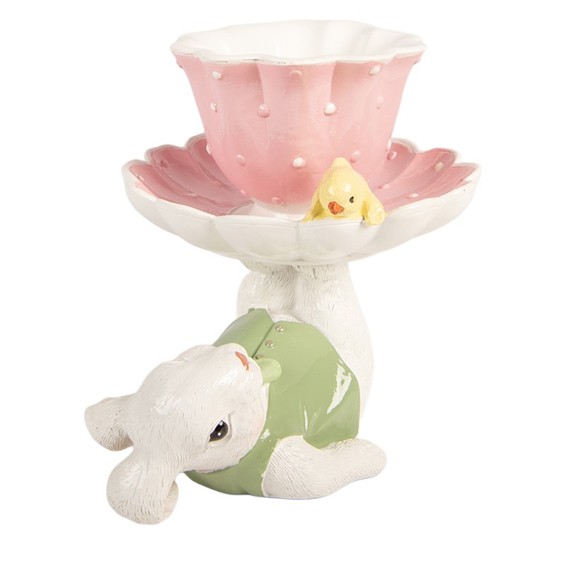 Clayre & Eef Dekorationsfigur Kaninchen 20x14x17 cm Weiß Kunststoff