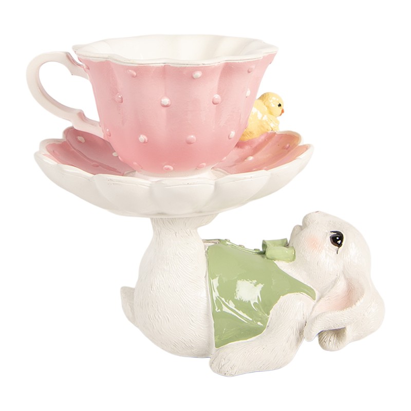 Clayre & Eef Dekorationsfigur Kaninchen 20x14x17 cm Weiß Kunststoff