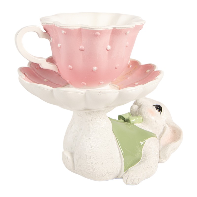 Clayre & Eef Dekorationsfigur Kaninchen 20x14x17 cm Weiß Kunststoff