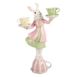 Clayre & Eef Kandelaar Konijn 23x13x41 cm Wit Kunststof