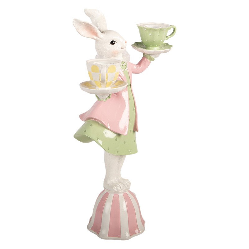 Clayre & Eef Kandelaar Konijn 23x13x41 cm Wit Kunststof