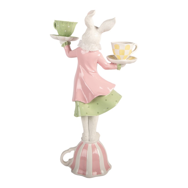 Clayre & Eef Kandelaar Konijn 23x13x41 cm Wit Kunststof